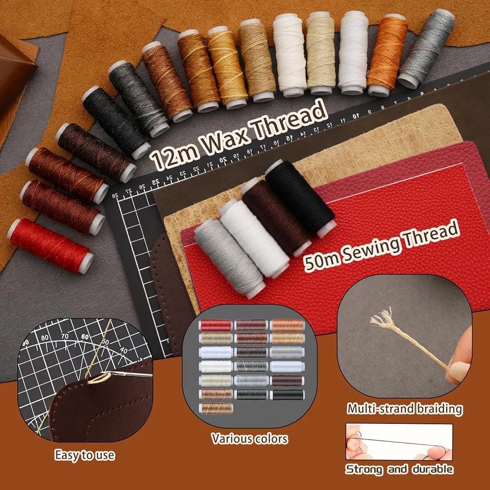 Leather Working Tool Kit: 100+ Pieces, Storage Bag, Wax Thread