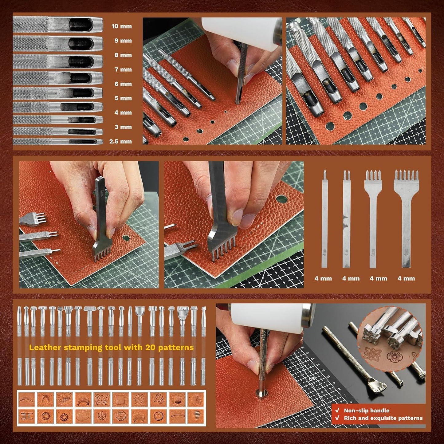 Leather Working Tool Kit: 100+ Pieces, Storage Bag, Wax Thread