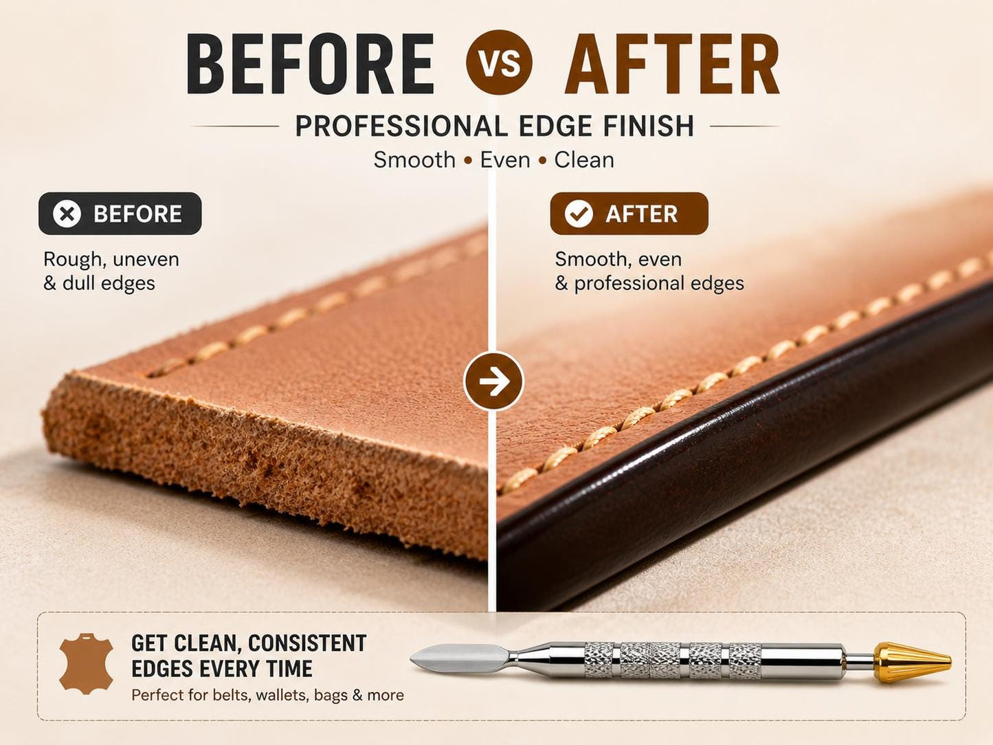 Leather Edge Dye Pen: Dual Head Roller Tool for Leathercraft Finishing