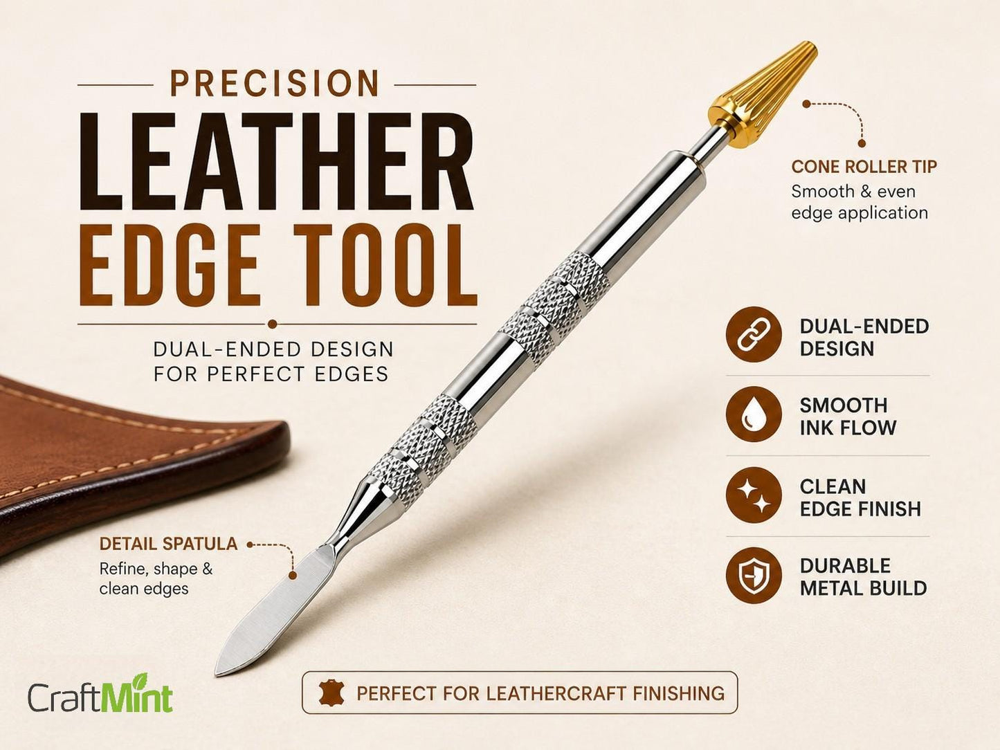 Leather Edge Dye Pen: Dual Head Roller Tool for Leathercraft Finishing