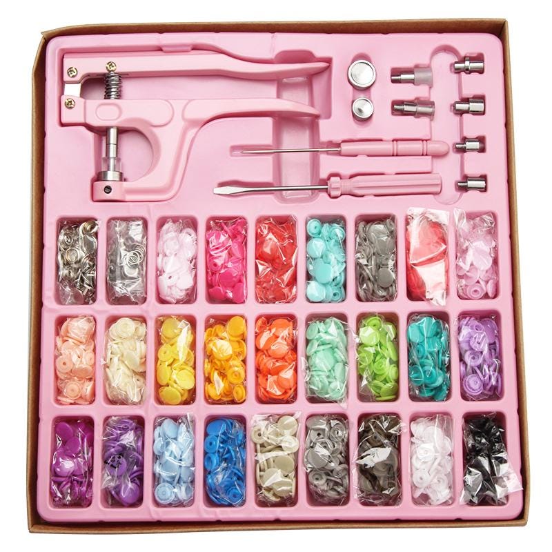 Snap Button Tool Kit — 270 Sets, 25+ Colours, Pliers Included