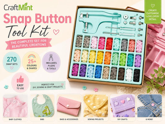 Snap Button Tool Kit — 270 Sets, 25+ Colours, Pliers Included