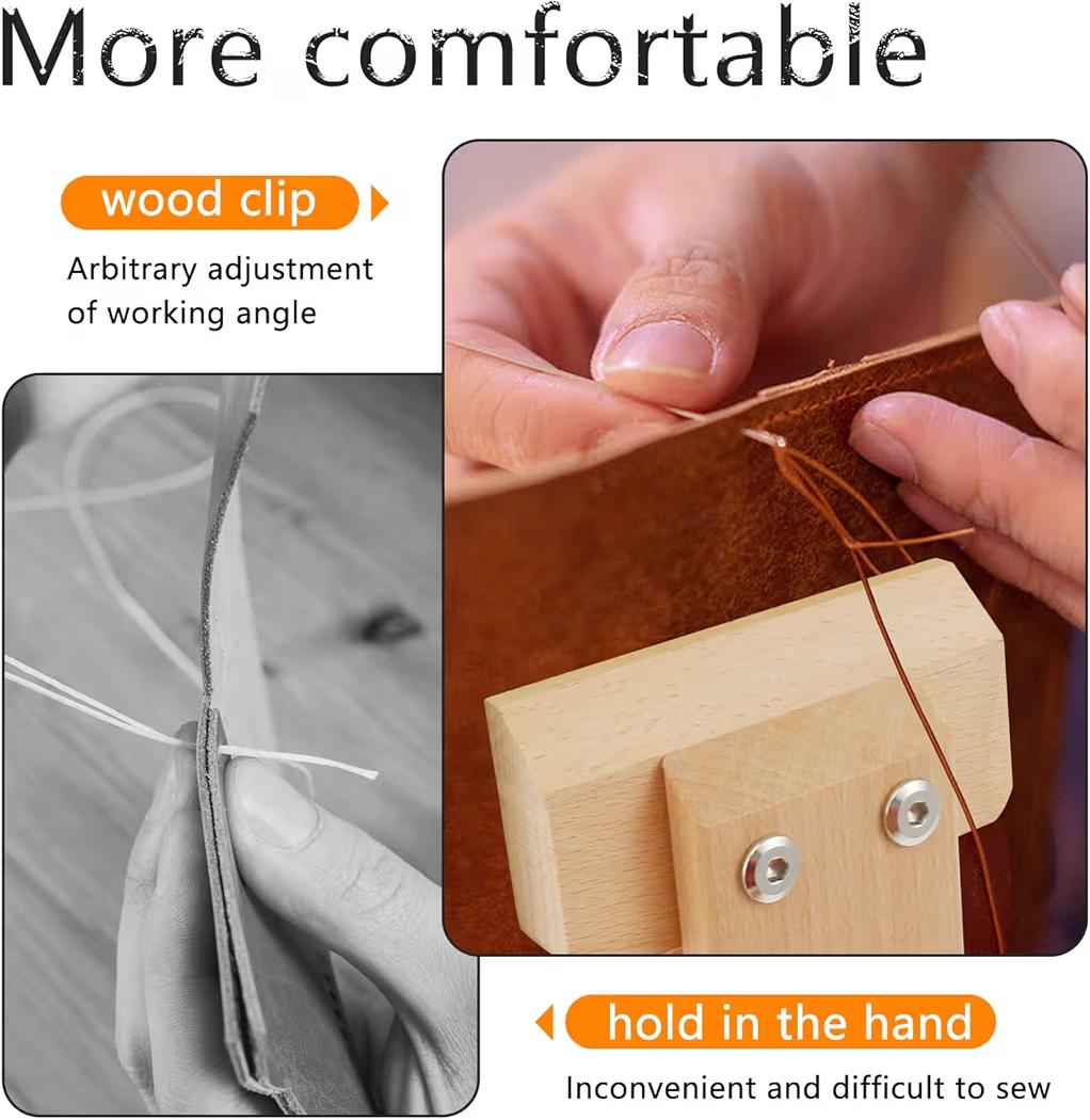 Leather Stitching Pony: Beech Wood Clamp, 180 Adjustable, Foldable