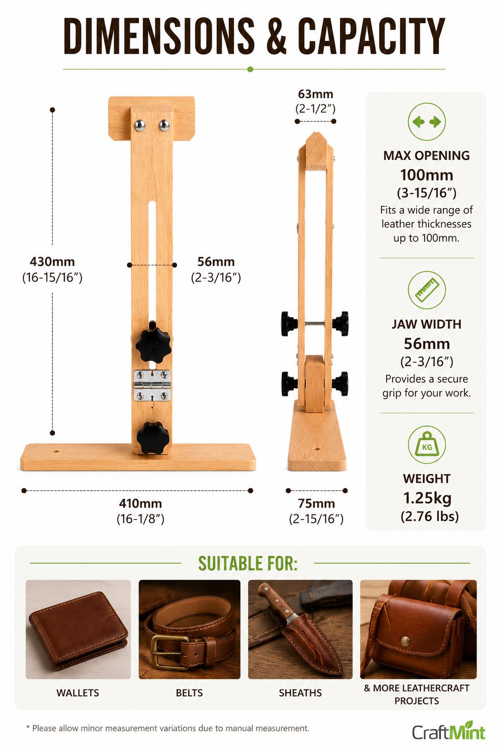 Leather Stitching Pony: Beech Wood Clamp, 180 Adjustable, Foldable