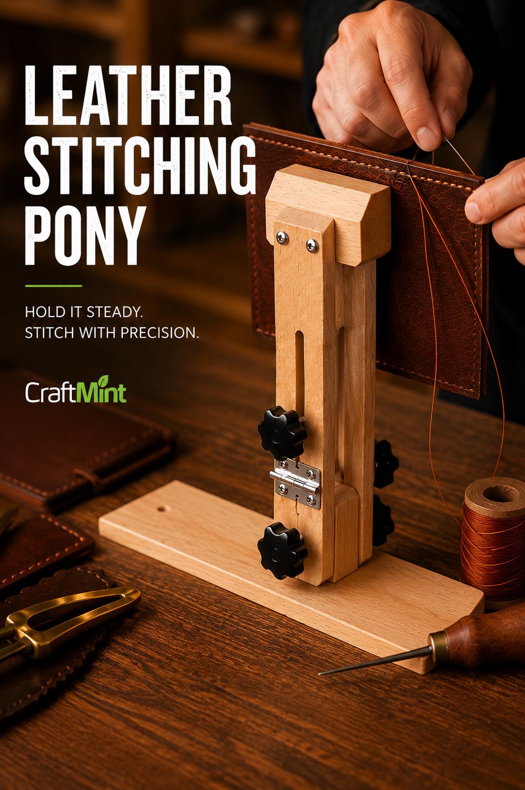 Leather Stitching Pony: Beech Wood Clamp, 180 Adjustable, Foldable