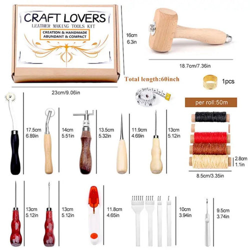 Leathercraft Starter Kit: 34 Tools, Wax Thread, Beginner Leather Set