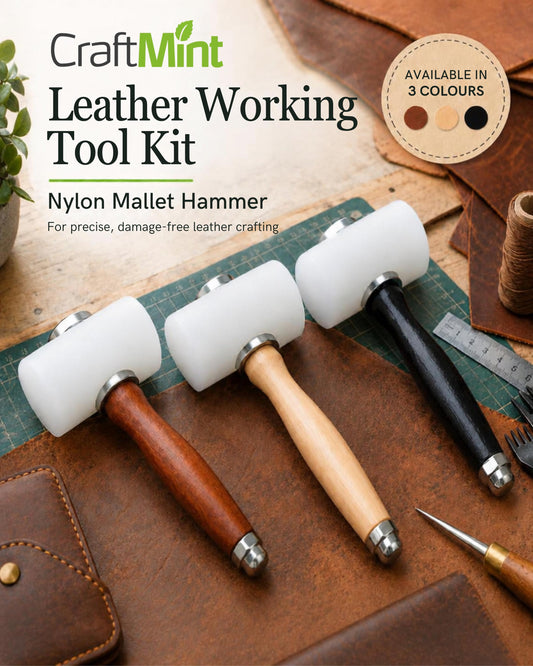 Leather Mallet: Nylon Head Hammer for Leathercraft, Wood Handle