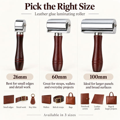 Leather Press Edge Roller: Steel Glue Laminating Tool, 3 Sizes