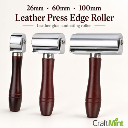 Leather Press Edge Roller: Steel Glue Laminating Tool, 3 Sizes