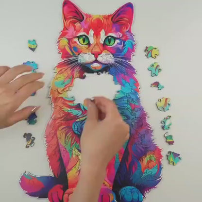 Video for Mystic Cat Wooden Jigsaw Puzzle