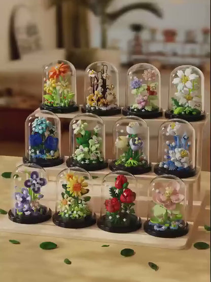 Video for DIY flower building blocks with dome cover unique home décor & perfect gift for birthdays kids and craft lover