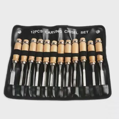 12-piece wood carving chisel set – premium hand tools for woodworking, crafting, and carpentry projects