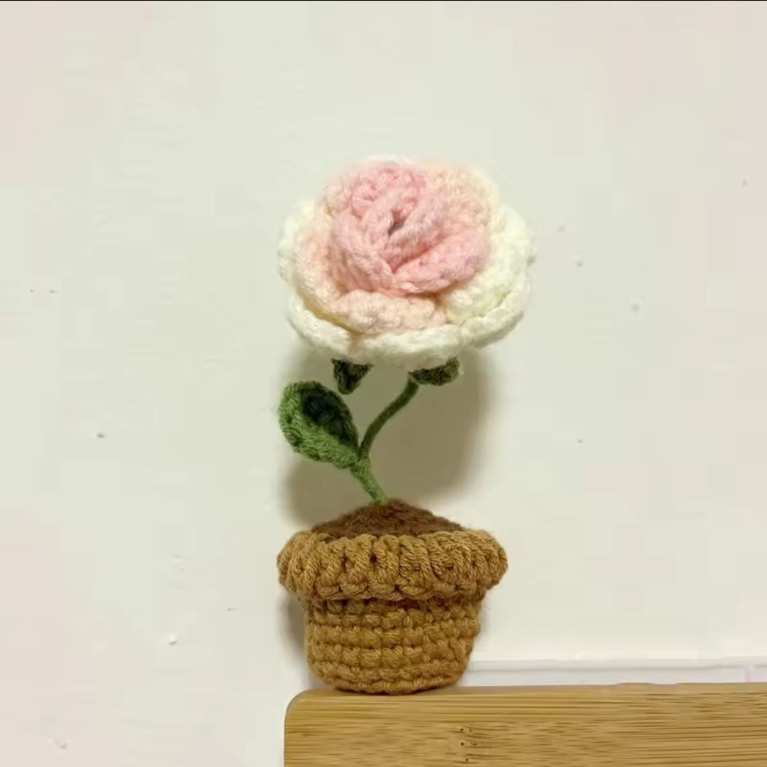 Mini Crochet Potted Plant | Handmade Teacher Gift, Birthday Gift, Thank You Gift, Desk Décor, Cute Home Gift, Crochet Flower