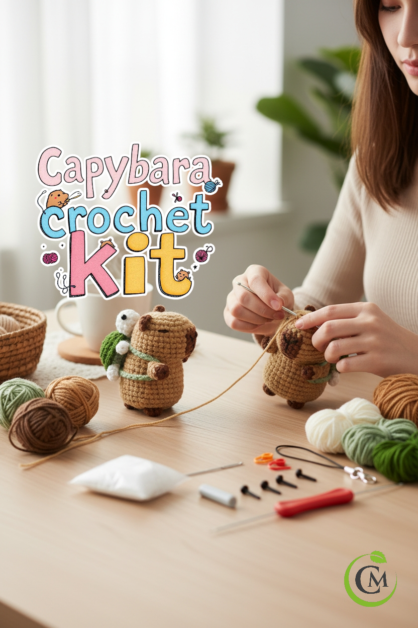 Capybara crochet kit | cute animal crochet starter set | diy craft kit for beginners & gift for craft lovers
