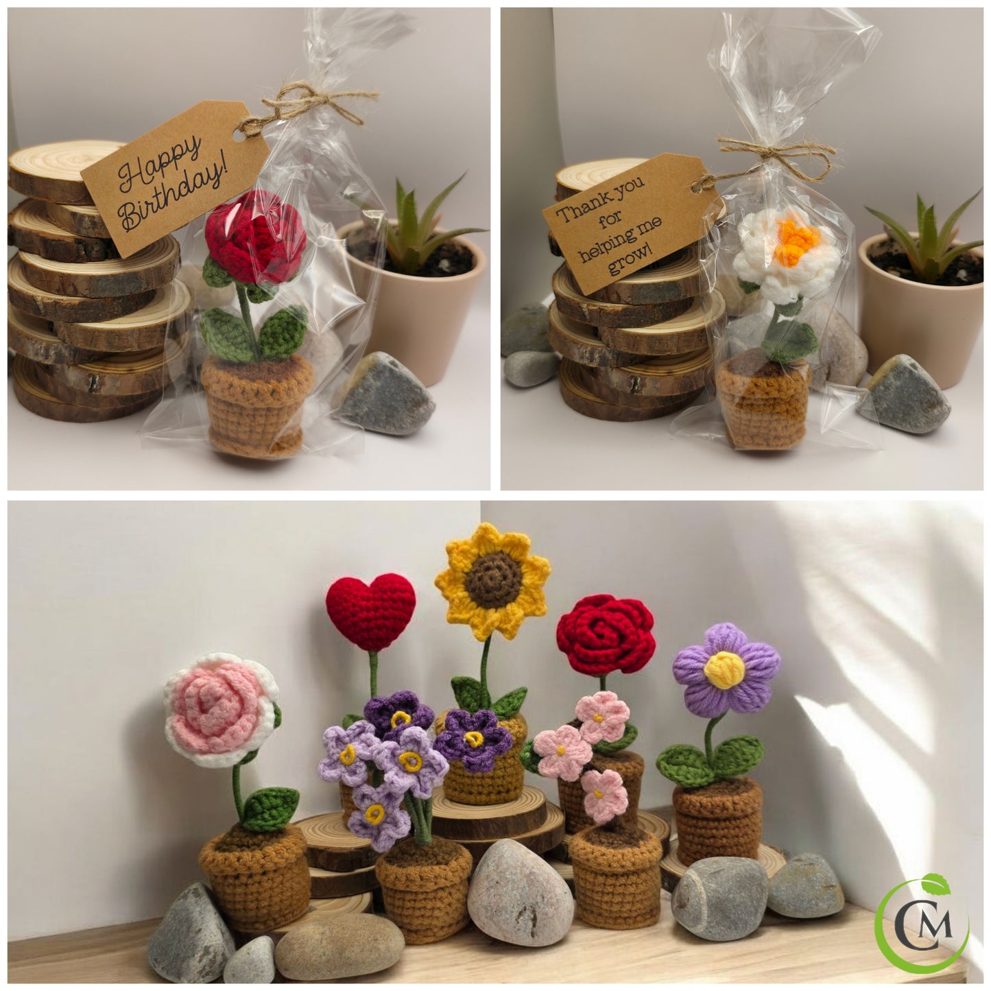 Mini Crochet Potted Plant | Handmade Teacher Gift, Birthday Gift, Thank You Gift, Desk Décor, Cute Home Gift, Crochet Flower